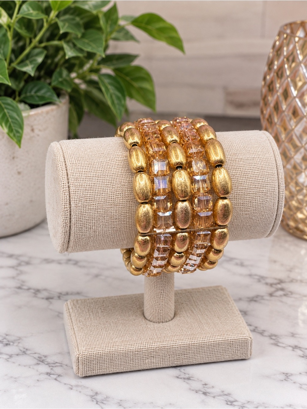 Pomina Gold-Tone Crystal Stretch Bracelet (BR 1313/2)